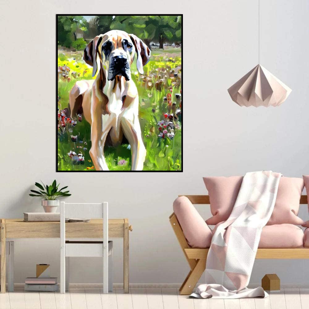 Paint by Numbers for Adults Fawn Great Dane dogDIY Acrylic Watercolor Oil Painting by Number On Canvas Paint for Home Wall Decor 12x16inch(30x40cm) Frameless