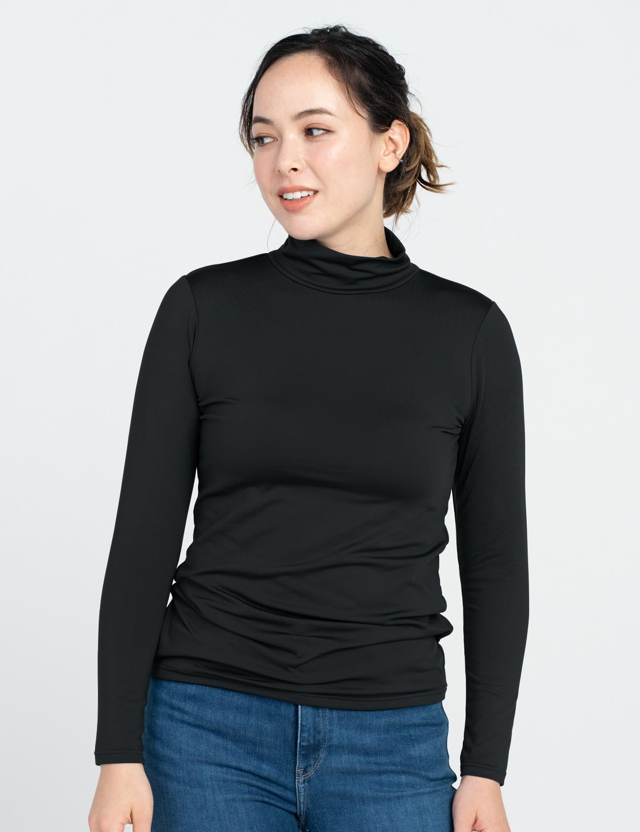LAPASA Camiseta Térmica de Cuello Alto Mujer Transpirable Top Mock Neck Suave Cálida Ligera Peso Medio Frio Invierno Esqui L87/L89/L116