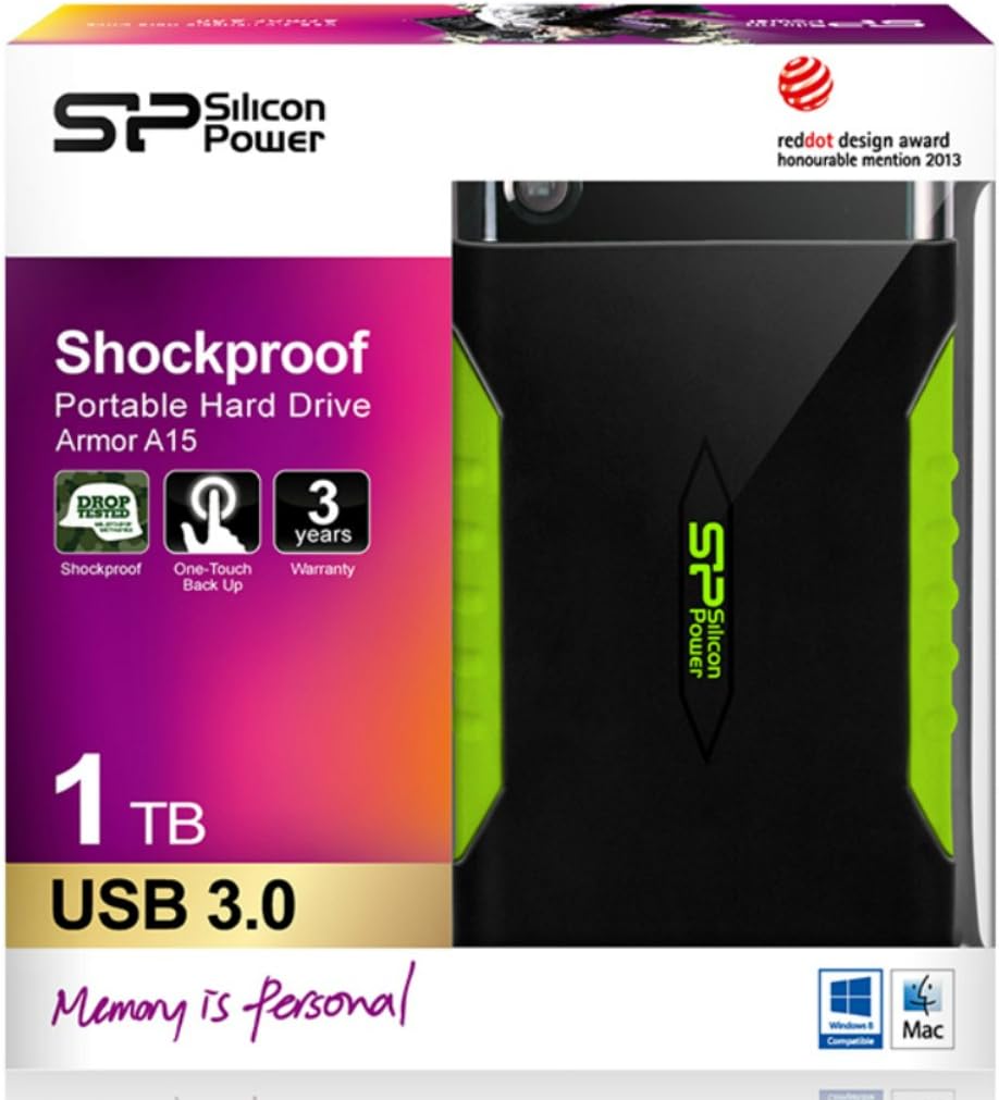 cdhgtjtyl Rugged Armor A15 1TB 2.5-Inch USB 3.0 Drop Tested MIL-STD-810F Military Grade External Hard Drive, Black (SP010TBPHDA15S3K)