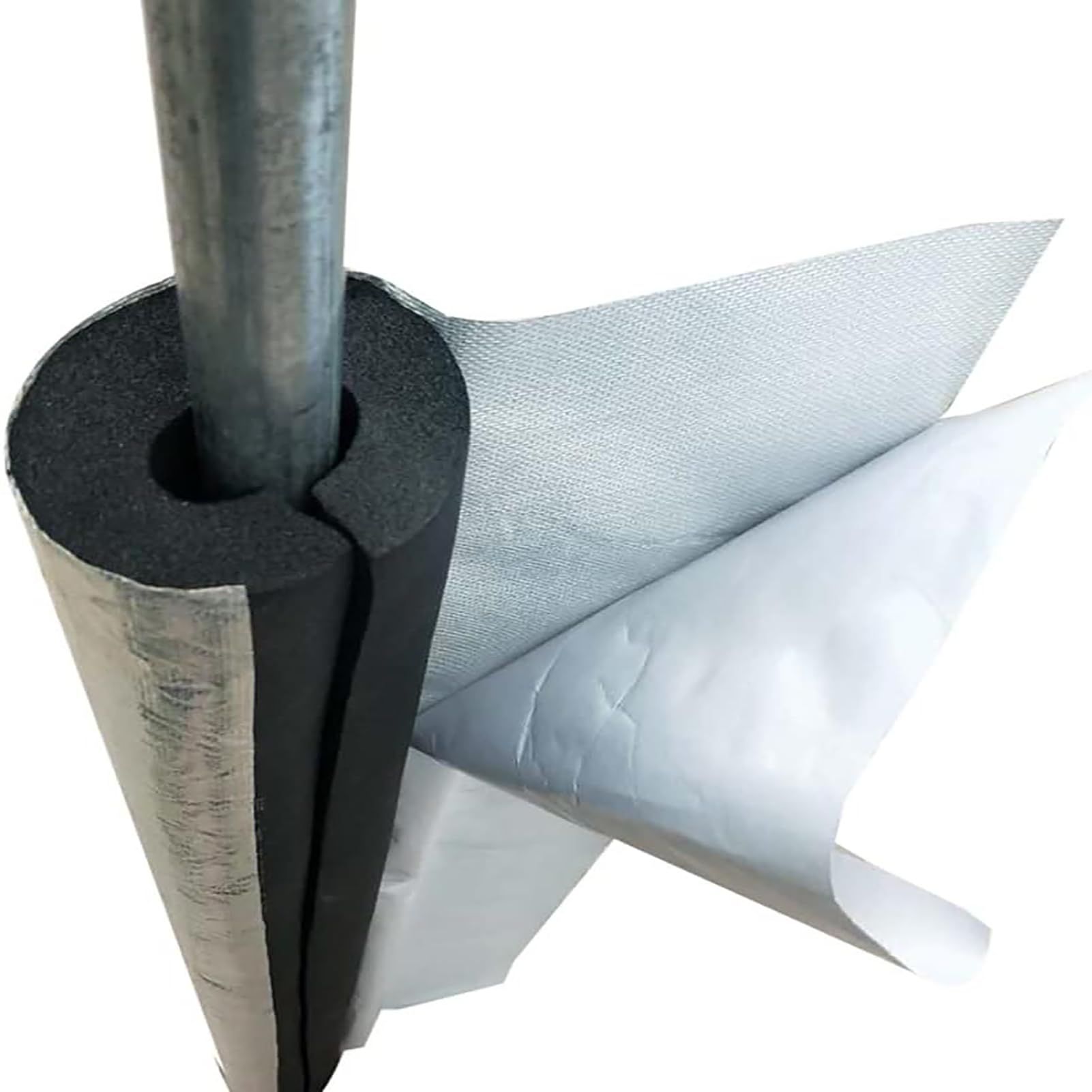 Fundas de Aislamiento Térmico para Tuberías Exteriores Tubo de Espuma Aislamiento para Tubos De Agua Y Calefacción Coquilla Aislante De Papel De Aluminio Autoadhesivo (ID) 219mm x (T) 30mm