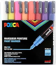 Uni-ball Lot de 16 marqueurs à pigments POSCA PC-3M Assortiment de 16 pièces