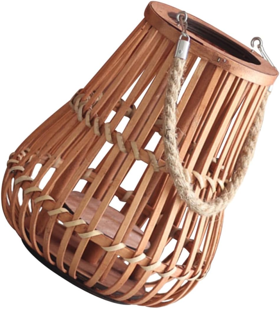 LIFKOME Natural Lantern with Handle, Decorative Pendant Lamp Shade for Home and Party Use, Antique Style Creative Handheld Lantern for Wedding and Daily Lighting Supplies