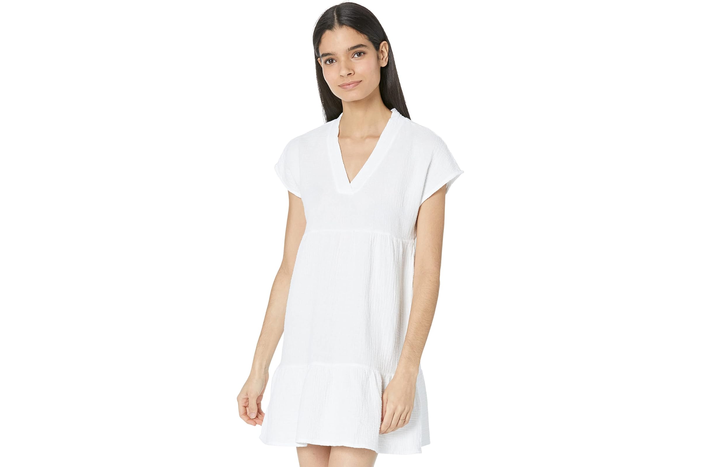 Платье bobi Los Angeles Drop Shoulder Tiered Dress in Beach Gauze