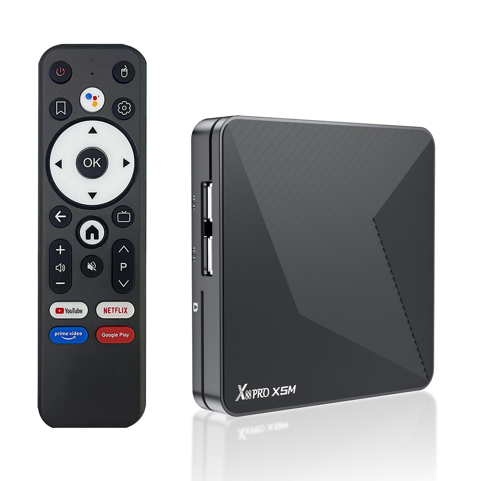 Android TV Box,X5M Android 14.0, 2 GB RAM, 16 GB ROM S905X5M 2,0 GHz, 64-bit, czterordzeniowy Cortex-A55, Mali-G310, obsługuje 2,4/5,0 GHz, WIFI6, BT5.0 1080P, 8K HDR10+ 1000M Ethernet HDMI