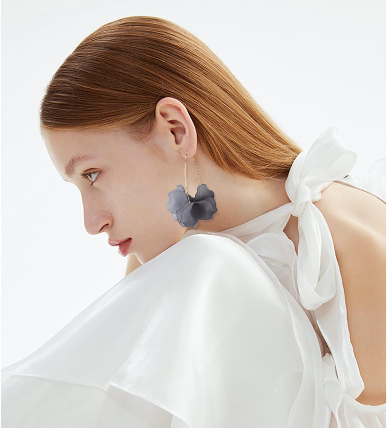 Unique Handmade Bohemian Resin Flower Petal Dangle Earrings Large Long Acrylic Rose Flower Tiered drop Earring Statement Summer Party Exaggerated Floral Tassel Hook Earrings for Women - Image 2