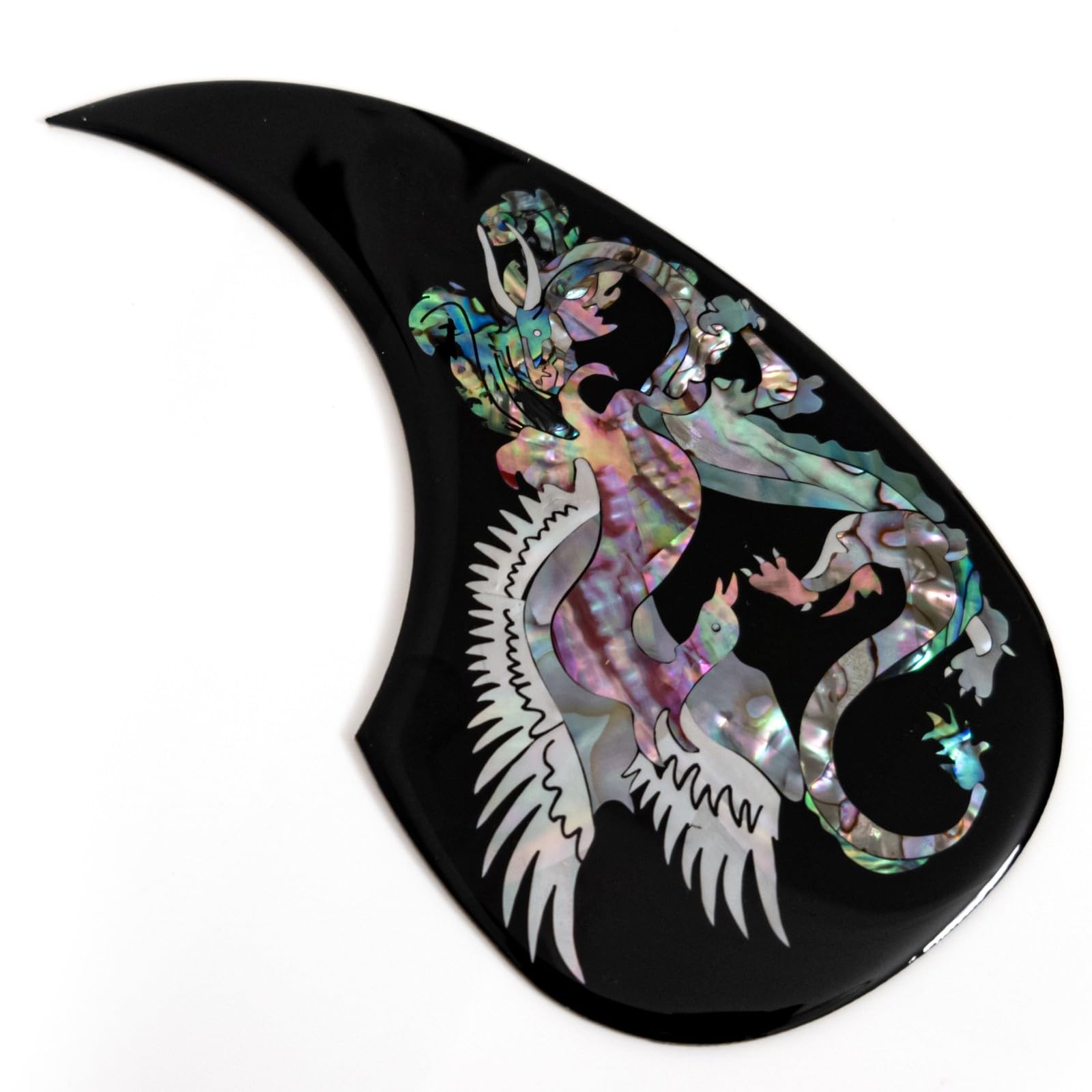 Abalone Inlay Pickguard do gitary akustycznej Martin D45 D50 – ręcznie wykonany drewniany talerz do zdrapywania, samoprzylepny, pasuje do większości gitar Dreadnought 100-106 cm (pickguard)