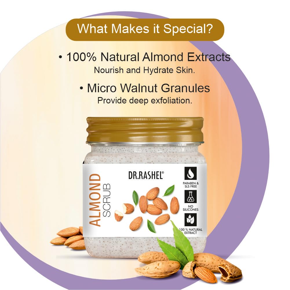 DR.RASHEL Almond Scrub For Face & Body (380 Ml) | All Skin |Cleanser Scrub For Deep Exfoliation | Dead Skin Remover | Tan Removal | Blackhead Remover - Image 5 thumbnail