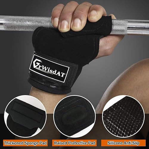 Miniatura 7 de Correa de muñeca para levantamiento de pesas, agarres de cuero de doble capa, correas ajustables para levantamiento de pesas para entrenar y
