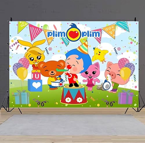 Miniatura 3 de Plim Plim - Fondo para decoración de fiesta de cumpleaños, telón de fondo para fiesta temática de Payaso (5 x 3 pies)