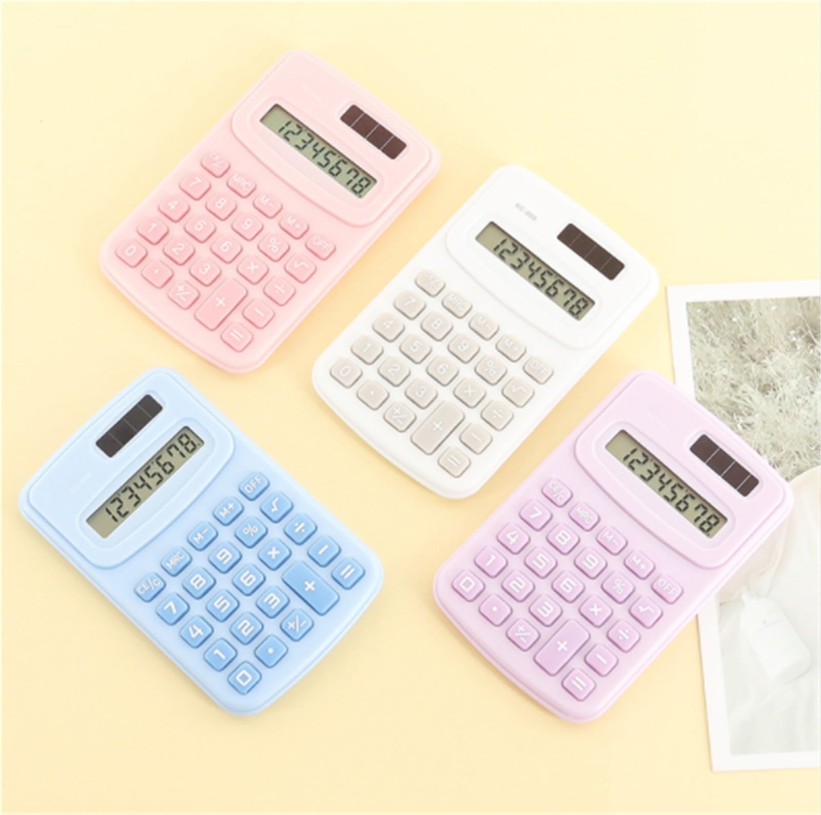 Calcolatrice per Ufficio Calcolatrice Portatile Multifunzionale A 8 Cifre Adatta for L'Ufficio, La Casa E La Scuola Scuola(Beige)