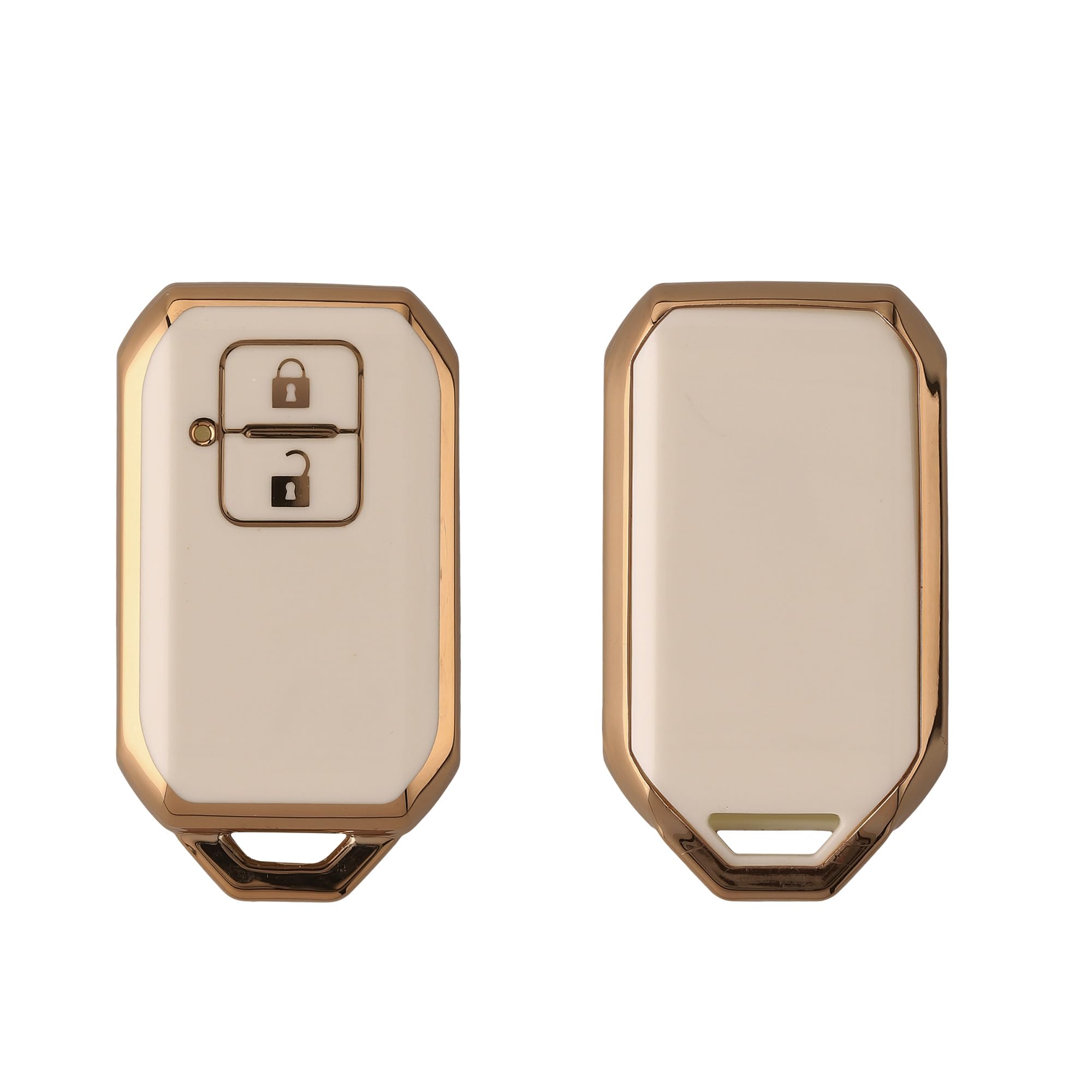Key Cover - Suzuki 2 Button Car Key Case - Keyless Go Fob Protector - White/Gold