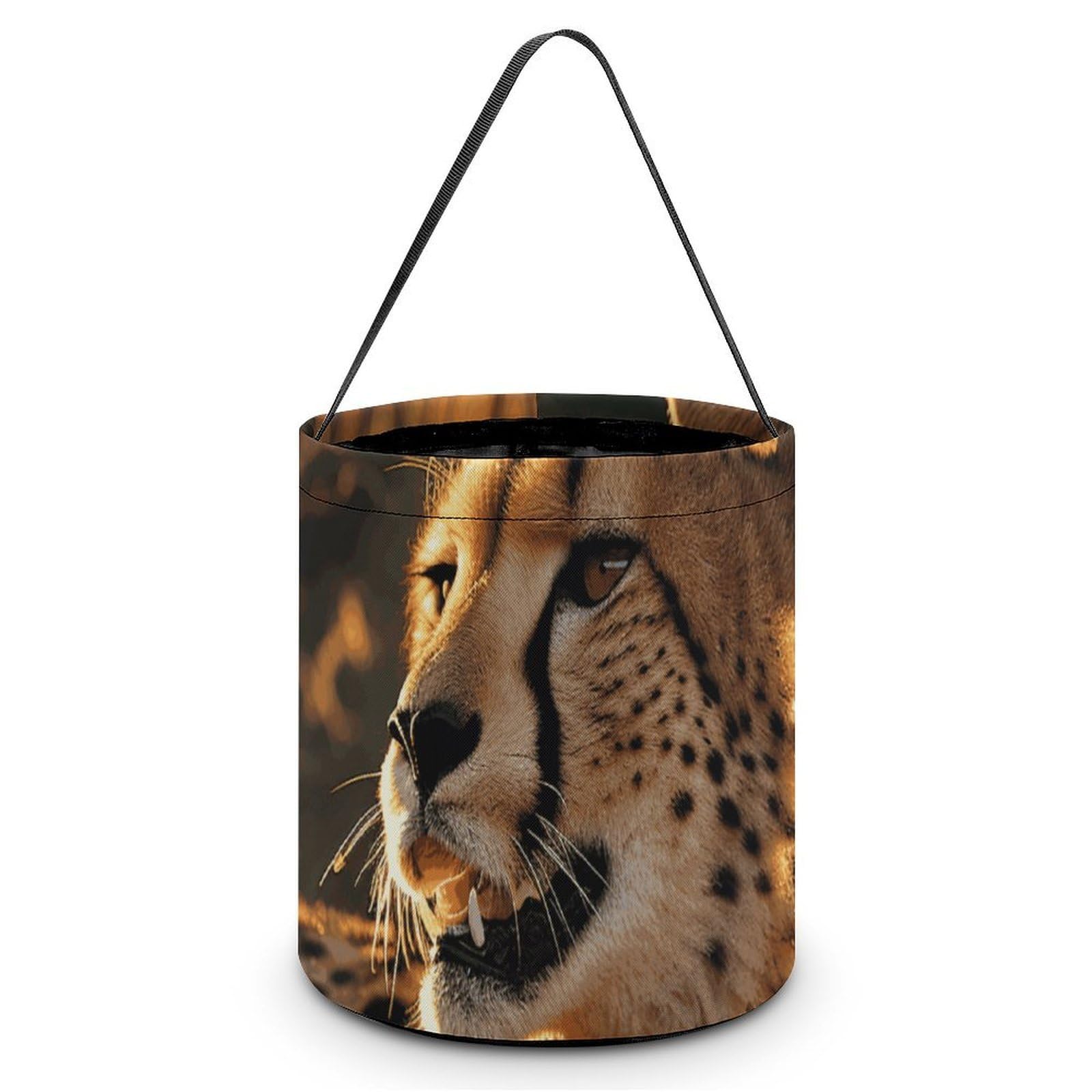 NTVOWPZO Halloween Candy Bucket Cheetah Trick Or Treat Bags Halloween Candy Tote Bag with Handles Reusable Candy Baskets for Halloween Party Supplies Favors Gift Bags