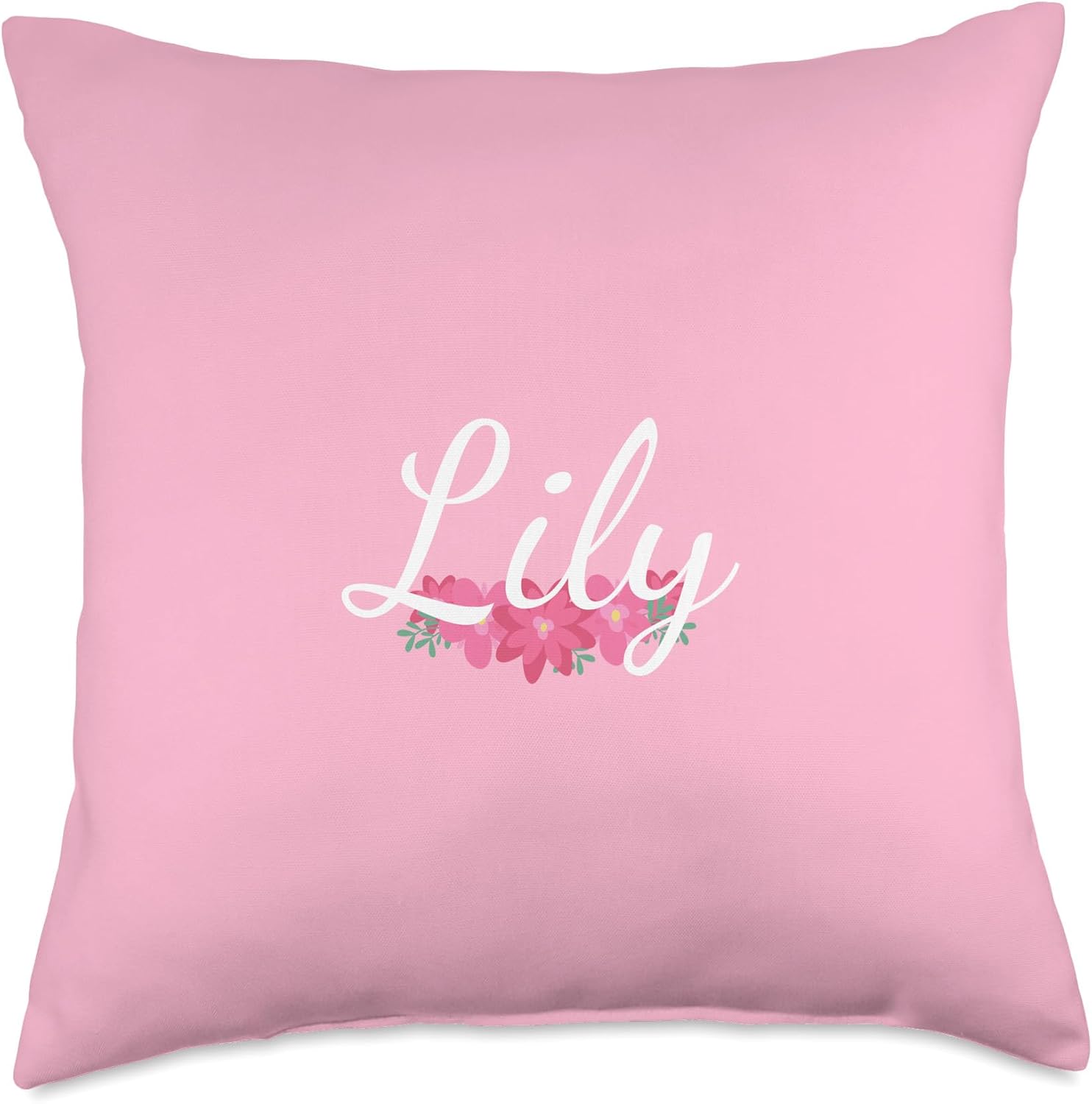 Custom Lily Gifts & Designs for Girls Custom Lily Gift Personalized Name Flowers Floral Pink Throw Pillow, 16x16, Multicolor