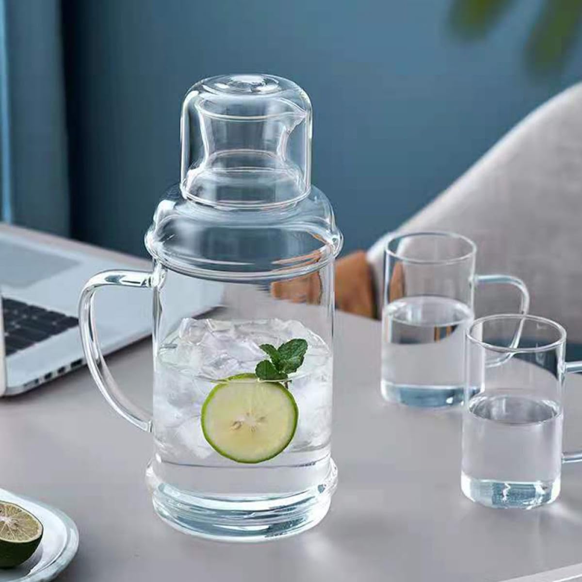 Healifty Hitzebeständiger Glaskrug Ml aus Borosilikatglas mit Deckel und Großem Griff für Wasser Tee und Saft Transparenter Haushaltswasserkrug für Kalte und Heiße Getränke