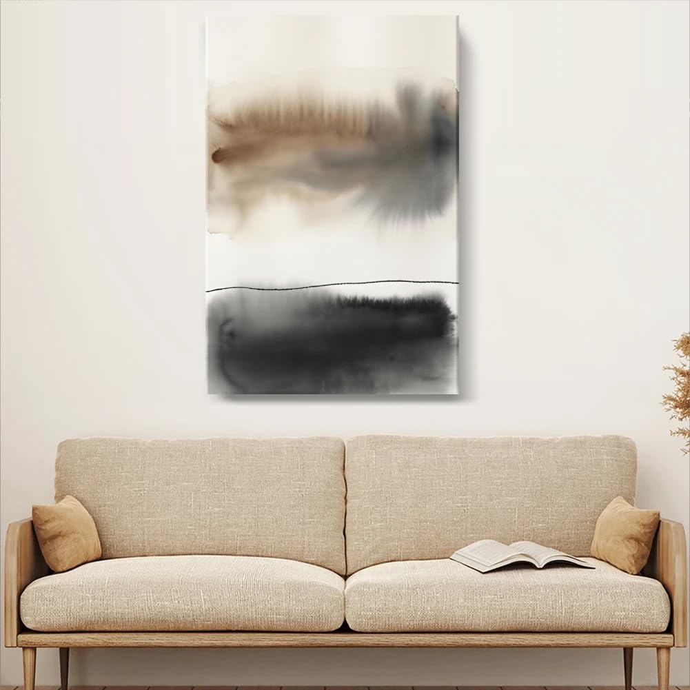 1 lienzo con estampado abstracto estilo aguada, ideal para la decoración del hogar (70x100cm/Sin marco)