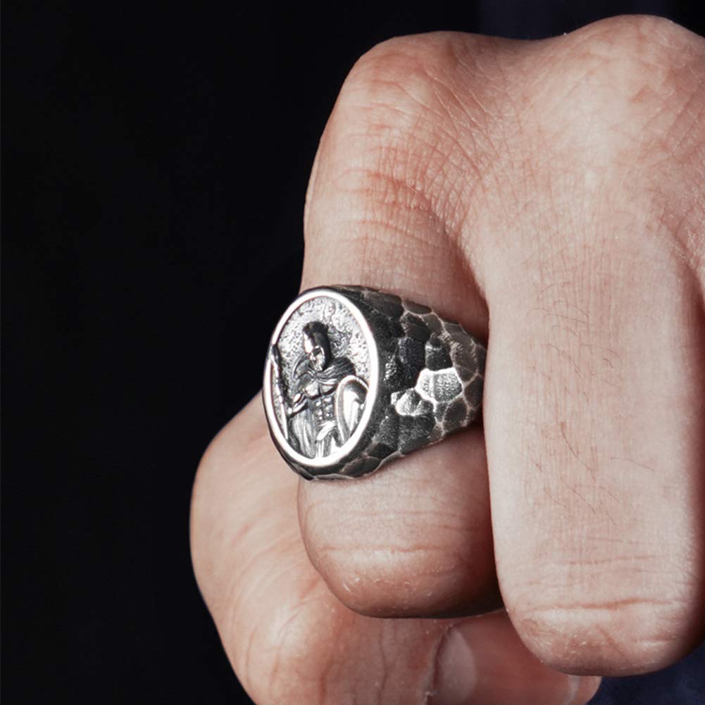 YABEME S925 Sterling Silber Wikinger Ring, Verstellbare Männer Nordischen Skandinavischen Keltischen Odin Krieger Amulett Schmuck, Mit Valknut Rune Geschenktüte 24 Zoll Edelstahl Perlenkette