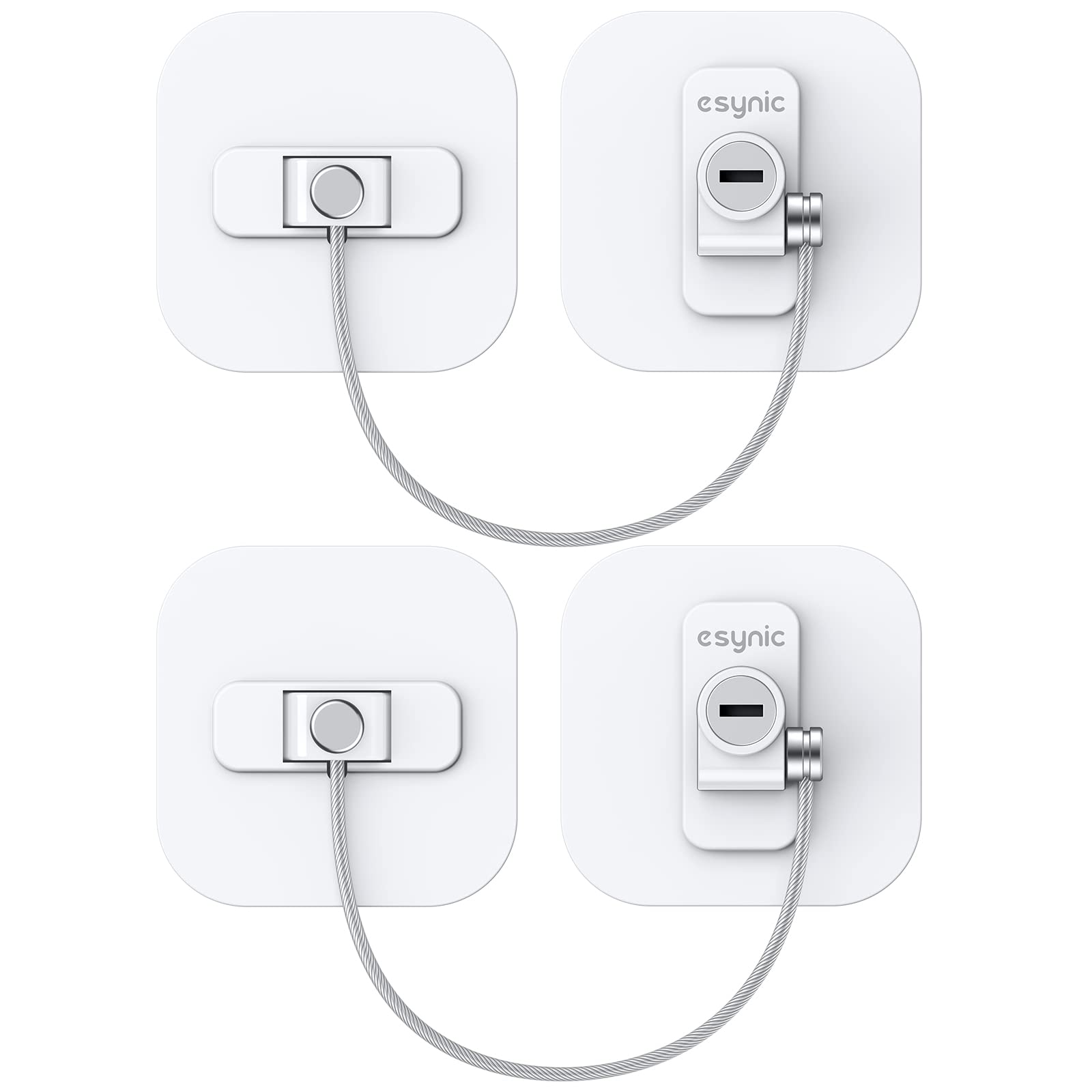 Serrure Réfrigérateur ESynic 2pcs Avec Clé | Verrou Câble Adhésif | Sécurité Enfants | Pour Frigo, Congélo, Armoires