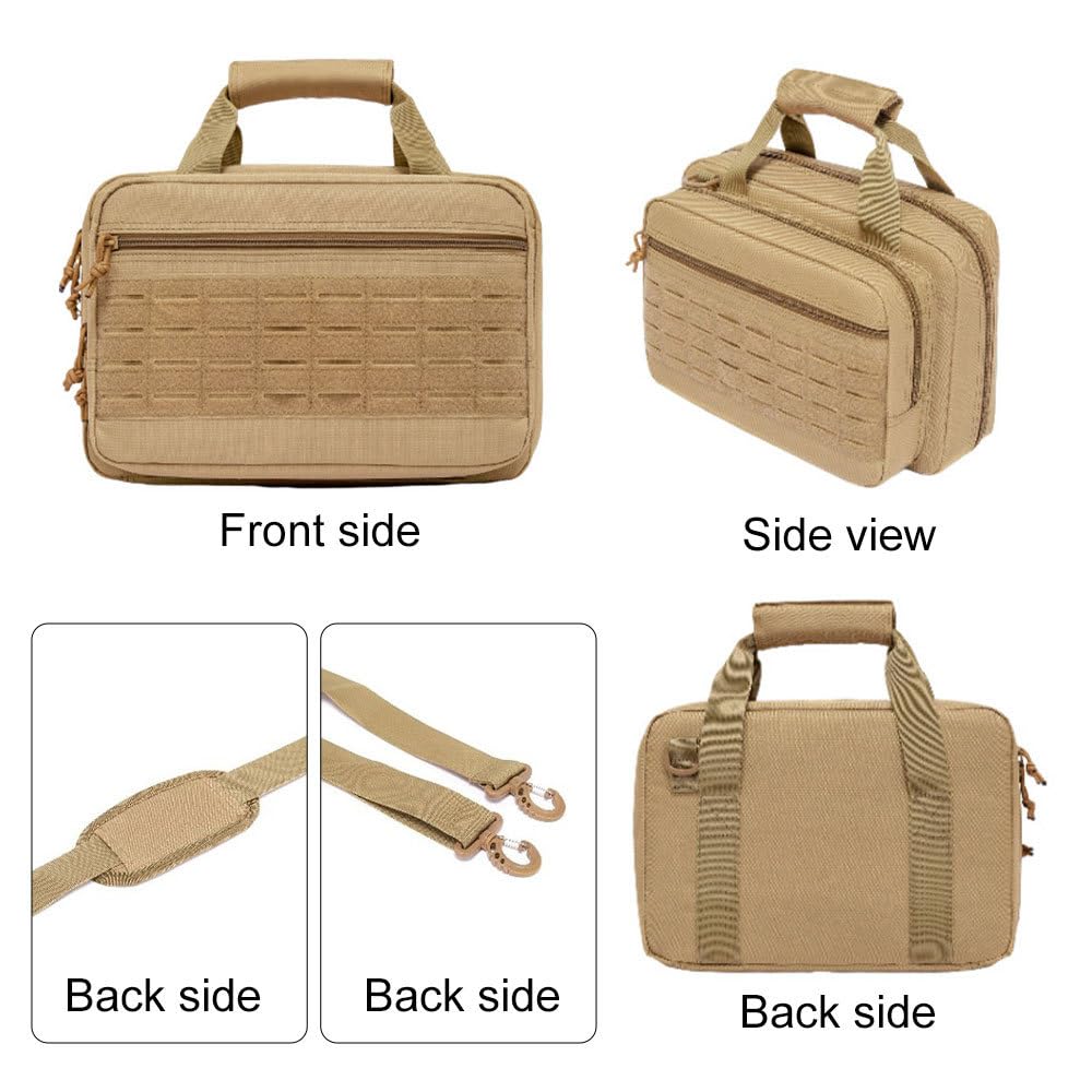 DONGKER Bolsa para Armas, 5 Compartimentos Separados, Funda de Transporte para Pistola con Correa de Hombro Ajustable y asa de Palo mágico para Campo de Tiro de Caza al Aire Libre.