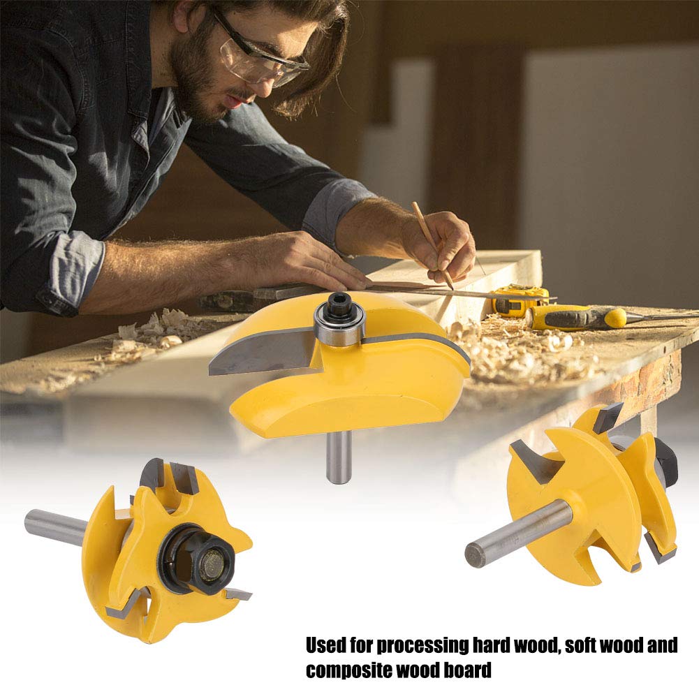 Set di 3 frese per profili a cassetta e stile con gambo da 1/4 pollice, fresa in carburo per lavorazione del legno con rivestimento resistente al calore, adatta a legni duri,