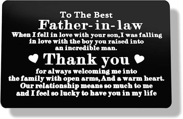 Fathers Day Gift toFather in Law Gift from Daughter In Law,Father of the Groom Gift from Bride,Engraved Wallet Card Gift for Father-in-Law Metal Wallet Insert Card,To My Father In Law Wedding Day Gift