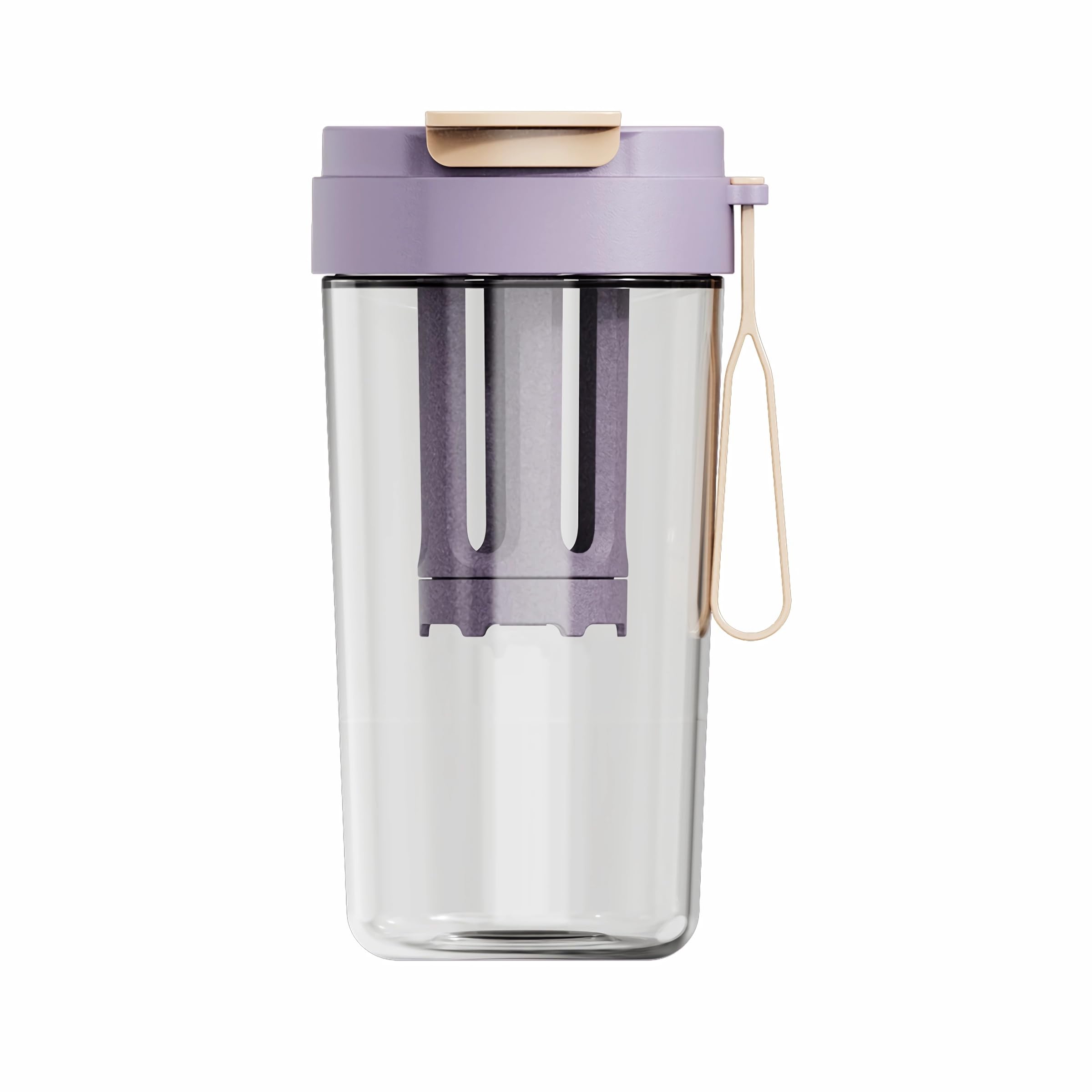 Portable Cold Brew Coffee Maker Cup with Built-In Filter, 480ml (16.2oz) Reusable Travel Cold Brew Coffee Tumbler, Easy-to-Use Cold Brew Coffee Mug for Home and On-the-Go (Macaron purple)