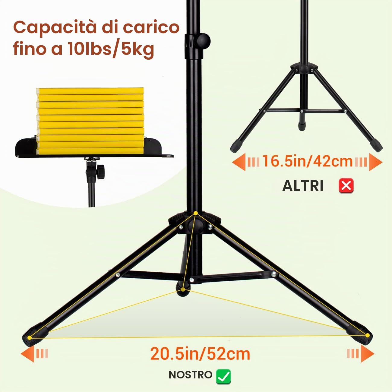 CAHAYA 2-in-1 Leggio Spartiti Musicali & Supporto da Tavolo per Libri [Nuova Versione] Regolabile da 80-145cm Reggi Spartito con Borsa di Trasporto