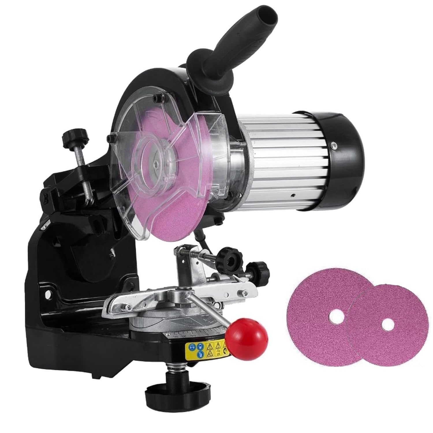 Afiladora de motosierras de 230 W, Amoladora de Cadenas portátil, ángulo Ajustable de 0 a 35°, 2 muelas afiladoras, para Uso doméstico, Industrial y Comercial.