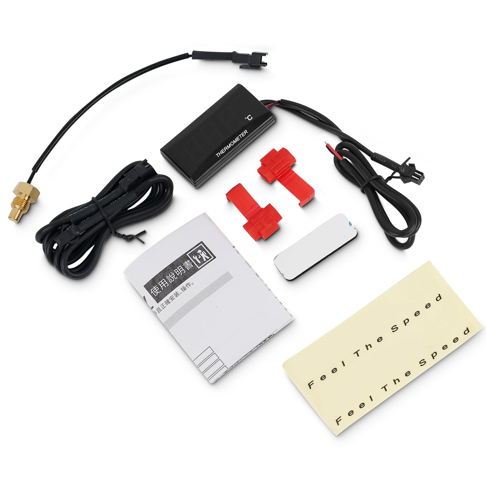 Riloer Thermomètre Eau Moto Digital avec Capteur à Filetage M10, Jauge de Température LCD Étanche avec Rétroéclairage Bleu, Universel pour 12V Scooter, Racing, VTT, 50cc