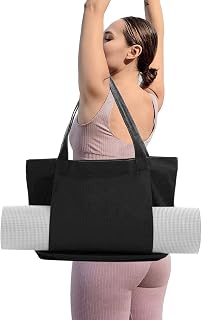Zimoer Bolsa Gimnasio Grande Esterilla Bolsa Deporte Mujer Porta Esterilla de Yoga con Bolsillos Laterales, Tote Bag para Transportar la Colchoneta de Yoga