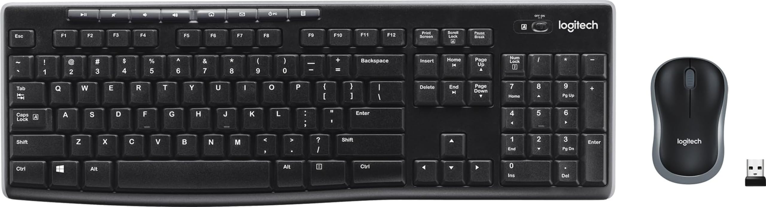 Logitech MK270 Full Size Wireless Keyboard and Mouse Combo - Black