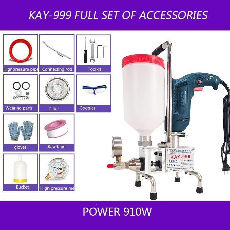 KAY-999 High Pressure Waterproof Grouting Machine 910W Injection Pump Epoxy/Polyurethane Grouting Liquid Leakage Tool,DIY Tools