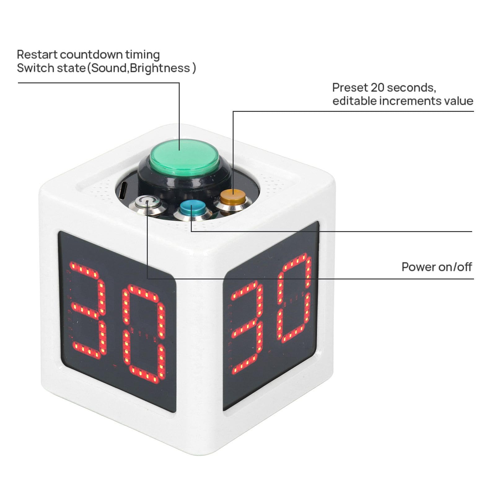 Minuteur magnétique Multi Cube, Compte à rebours Intelligent pour études, chronomètre numérique 4 Faces pour Cuisine, Jeux et Fitness