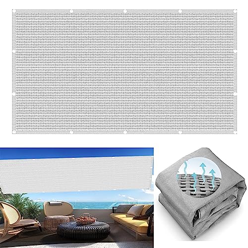 Toldo vela de sombra rectangular de 3.5 x 8.5 m blanco transpirable con cuerdas para patio 2