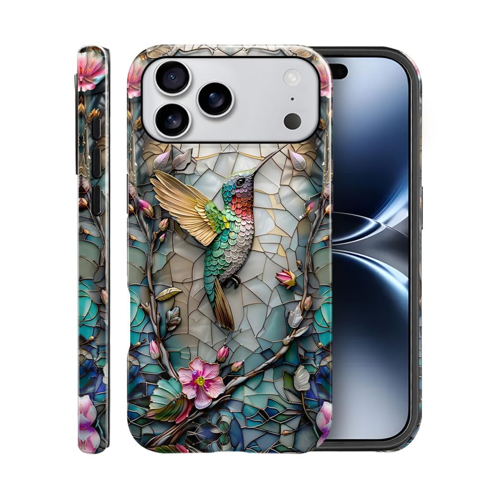 Coque P19JL Pro Max rigide hybride résistante aux rayures fleur colibri - 8