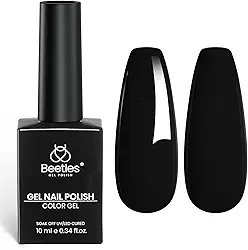 Beetles Esmalte preto de gel de Halloween 10 ml Esmalte em gel preto clássico cor preta de imersão lâmpada de LED UV necessária para salão de manicure, faça você mesmo, presente de casa para mulheres