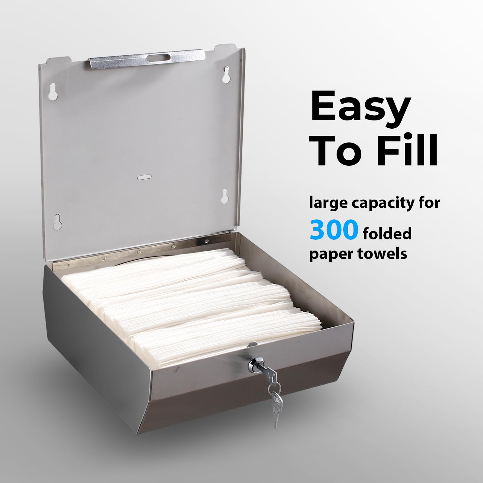 Kommerzieller Papierhandtuchspender zur Wandmontage, Edelstahl-Handtuchspender mit Schloss, großvolumiger Halter für Multifold-Papierhandtücher für Badezimmer, Küche und öffentliche Bereiche