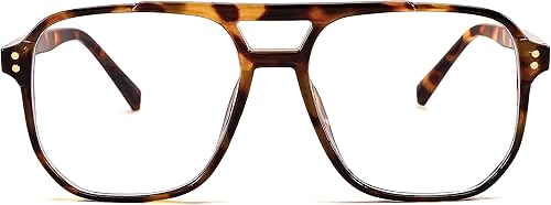 Miniatura 9 de FEISEDY Lentes de bloqueo de luz azul falsos nerd transparentes cuadrados para computadora, ligeros, marco de gafas de piloto de gran tamaño B2866