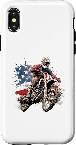 Miniatura 7 de iPhone 12 mini Cool Design Motocross Rider with USA flag Case