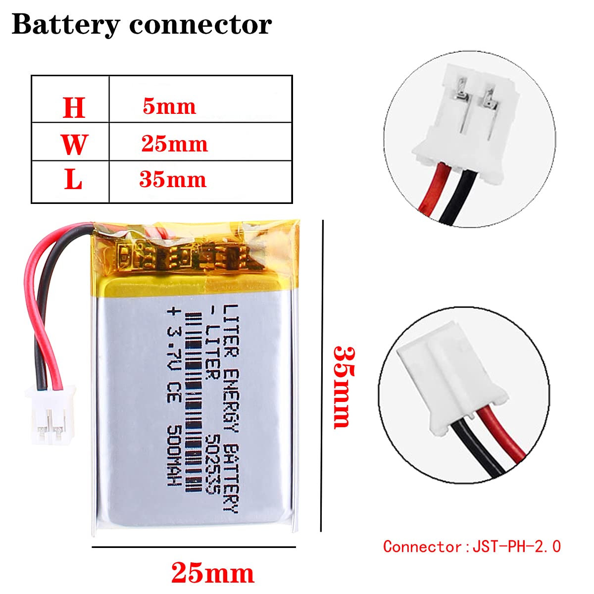 Batterie Polymère Rechargeable 500 Mah 3.7 V 702035, Li-ion Pour Haut- Parleurs MP3 De Maison Intelligente, Pour Dvr GPS Mp3 Mp4