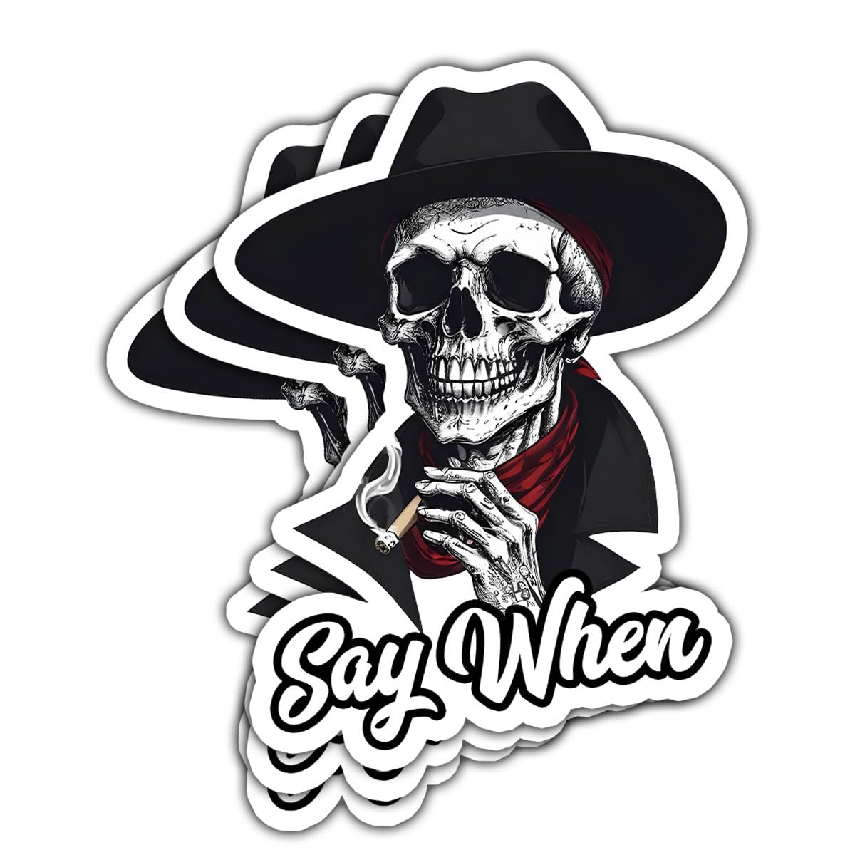 (3Pcs) Say When Doc Holiday Sticker, Doc Holliday Sticker, Cooler Decals, Say When Sticker, Skull Decals For Trucks Skull Vinyl Decal Stickers- Stickers For Laptop Water Bottle Phone Car Window Helmet