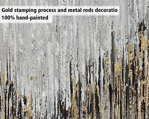 Artinme Paintings With Textured And Silver Foil Modern Grey And White Wall Art Pictures Illustrations Forest View Abstract Expressive Wall Decor For Living Room, Bedroom,Office 24×48 Inch #TOP2