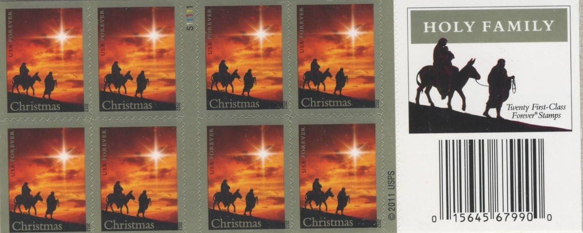 The Holy Family Double-Sided Booklet of 20 Forever Christmas Stamps Scott 4711