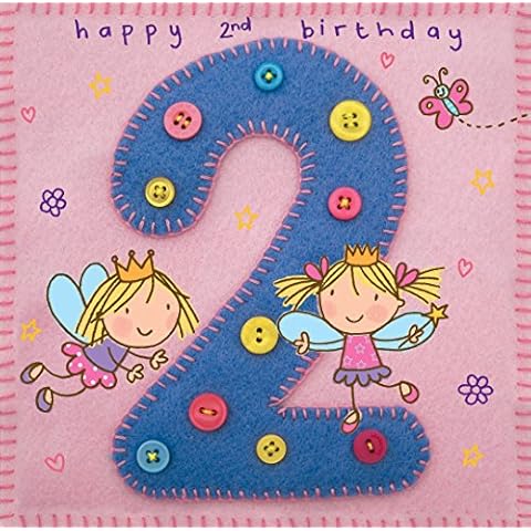 Twizler 2nd Birthday Card for Girl with Fairy Princess and Butterfly - Two Year Old - Age 2 - Childrens Birthday Card - Girls Birthday Card - Happy Birthday Card Cover