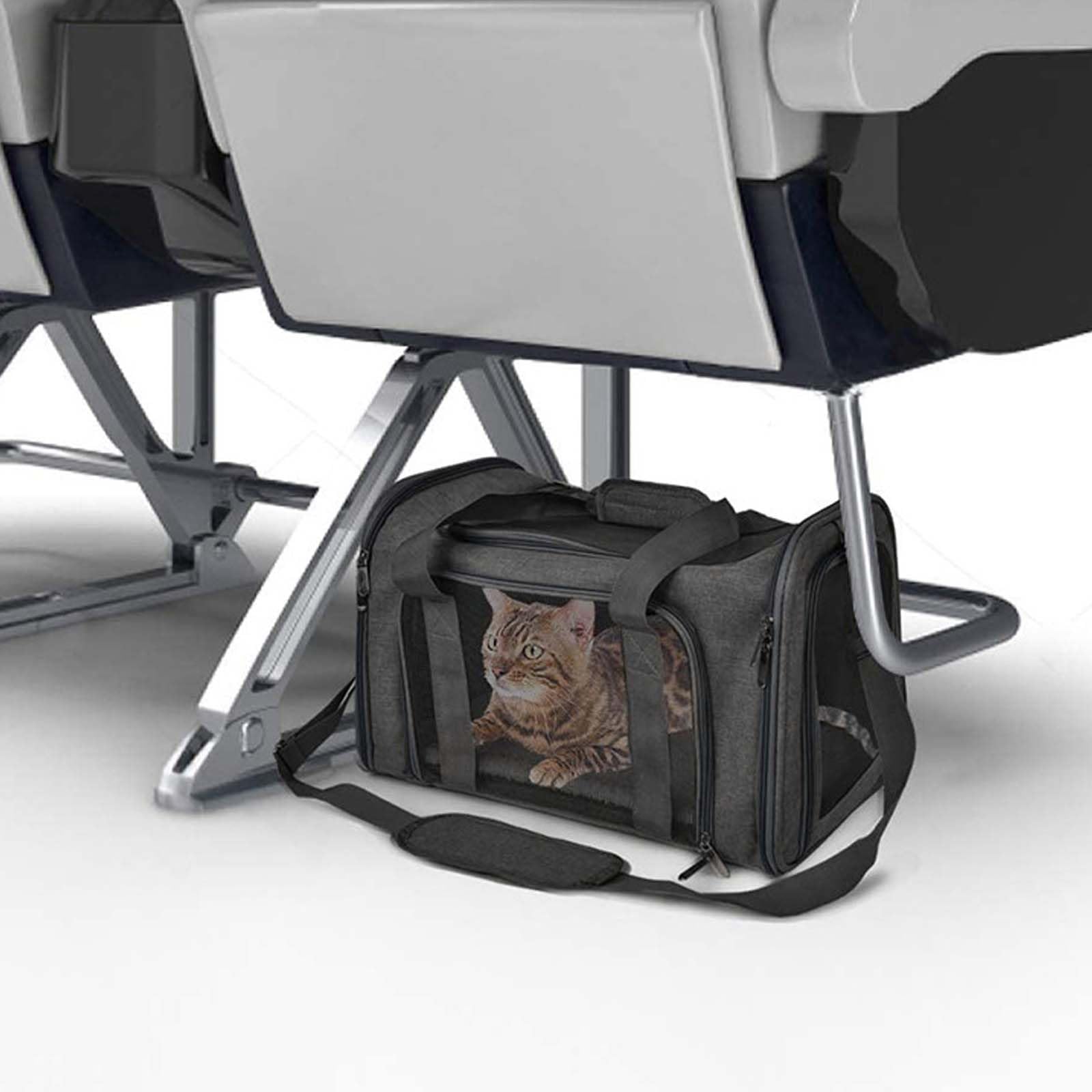 Bolso Transportín Gatos y Perros, Bolsa de Transporte Plegable Transporte para Mascotas, Portador de Viaje con Correa de Hombro para Gatos Pequeños, Medianos, Perros y Conejos (Negro)