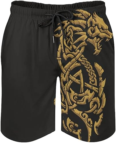 Símbolo vikingo Fenrir Wolf Mitología nórdica Hombre Verano de secado rápido Traje de baño Casual Board Shorts Ropa de playa para niños y hombres