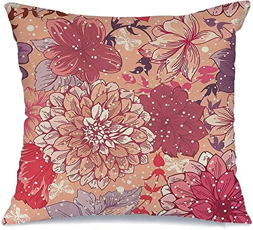 Starojan Pillow Case Abstract Retro Floral Elegant Spring Beautiful Bouquet Textile Morning Nature in Textures Romantic Linen Toss Comfortable Throw