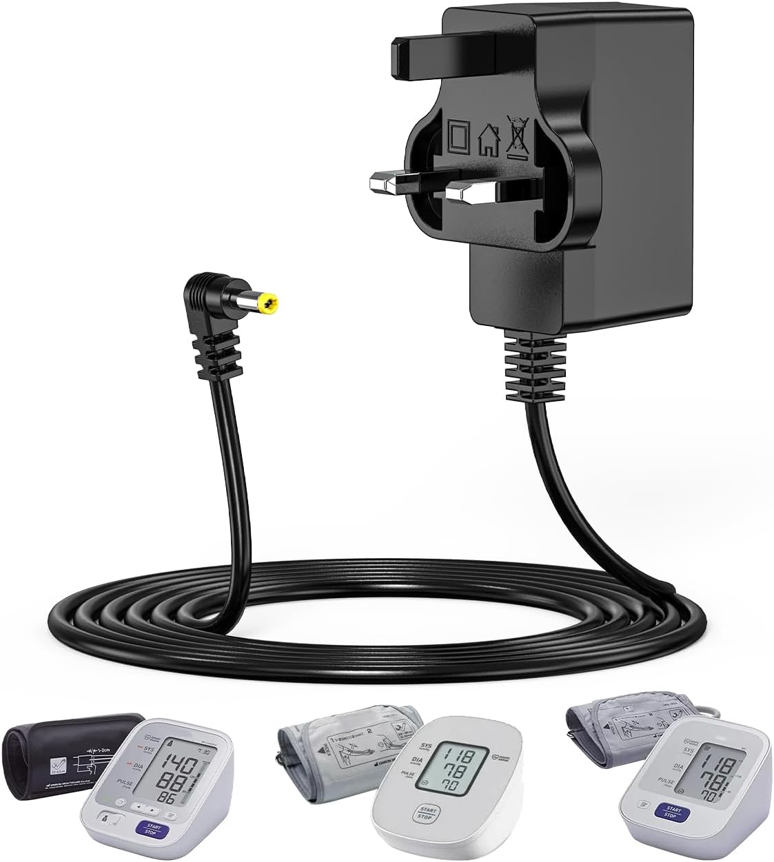 Power Cable Compatible with Omron Blood Pressure Monitor, Mellbree Power Adapter Compatible with M2 Basic, M3, M4, M6, M7, M10, X2, X3, X4, X7, RS1, RS2 HHP-BFH01