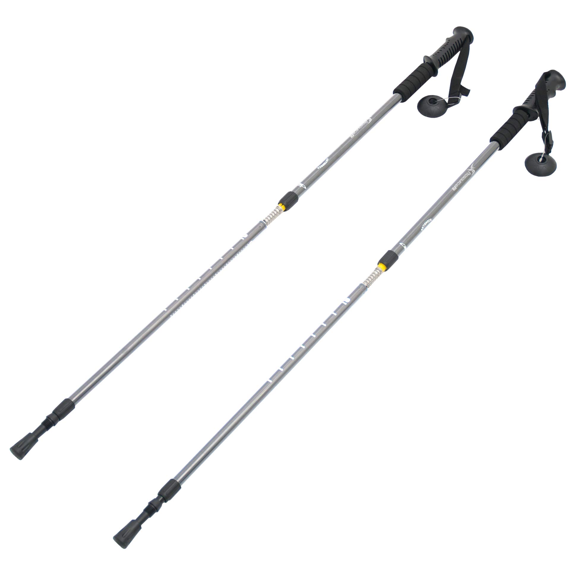 ProsourceFit Anti-Shock Trekking/Walking/Hiking Pole with Compass, Black