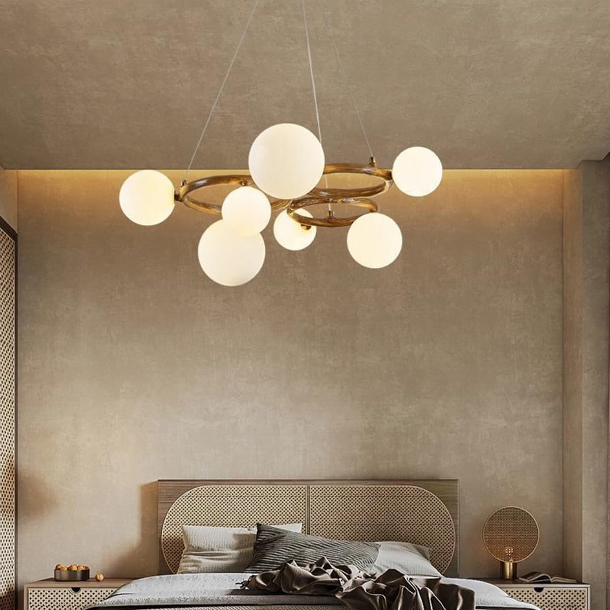 lustre, Lustre à 5 lumières en résine, style industriel rustique