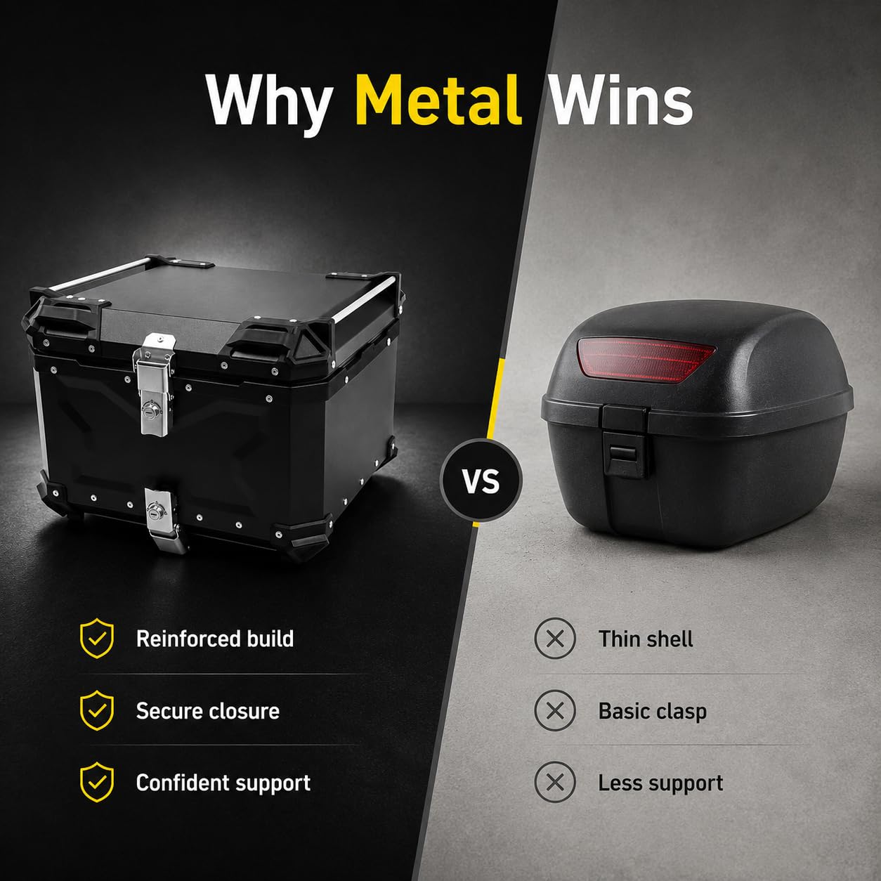 Topcase na motocykl 55 l, stop aluminium, górna obudowa do skuterów